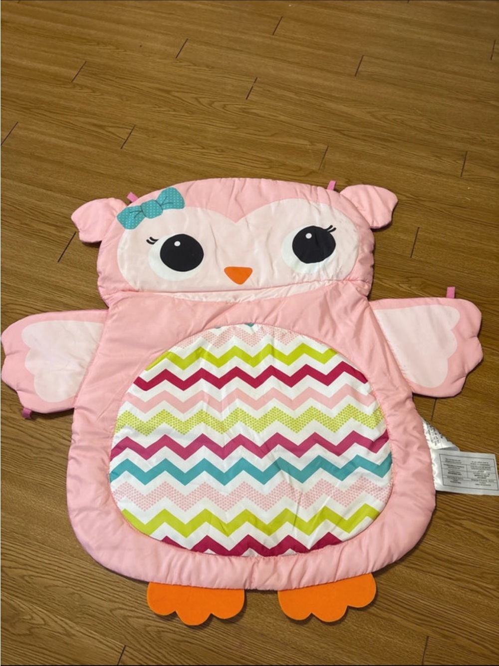 Pink Owl Kids play mat with Chevron Belly